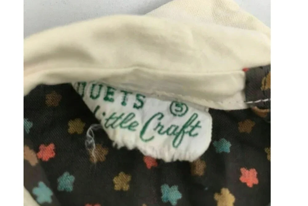 VTG 70s Duets Cotton Puff Sleeve Peter Pan Collar Smock Dress Floral Prairie 5T